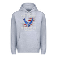 Heather Grey proud air force step dad veteran vintage flag veterans day t shirt Premium Hoodie - FloraArt