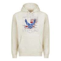 Oatmeal Heather proud air force step dad veteran vintage flag veterans day t shirt Premium Hoodie - FloraArt