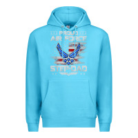 Ocean Blue proud air force step dad veteran vintage flag veterans day t shirt Premium Hoodie - FloraArt