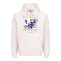 Pale Pink proud air force step dad veteran vintage flag veterans day t shirt Premium Hoodie - FloraArt