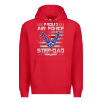 Red proud air force step dad veteran vintage flag veterans day t shirt Premium Hoodie - FloraArt