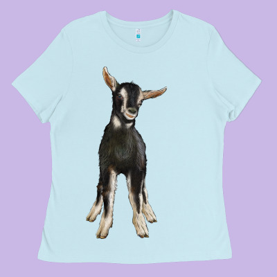 Hand Drawn Baby Alpine Goat Ladies Tee Designed By Lillyallendesigns
