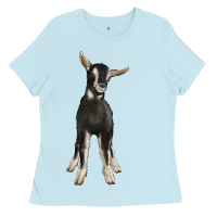 Baby Blue Hand Drawn Baby Alpine Goat Ladies Tee - LillyAllenDesigns
