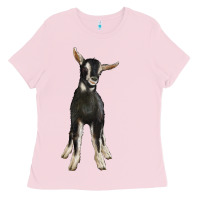 Bubblegum Pink Hand Drawn Baby Alpine Goat Ladies Tee - LillyAllenDesigns