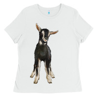 White Hand Drawn Baby Alpine Goat Ladies Tee - LillyAllenDesigns