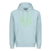 Blue Mist Cyberpunk samurai Neon Green Premium Hoodie - FloraArt