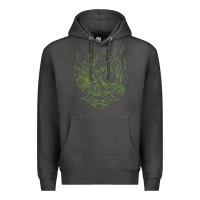 Charcoal Heather Cyberpunk samurai Neon Green Premium Hoodie - FloraArt