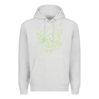 Dove Grey Cyberpunk samurai Neon Green Premium Hoodie - FloraArt