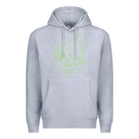 Heather Grey Cyberpunk samurai Neon Green Premium Hoodie - FloraArt