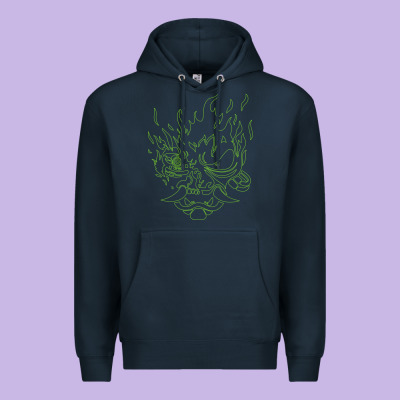 Cyberpunk Samurai Neon Green Premium Hoodie Designed By Floraart