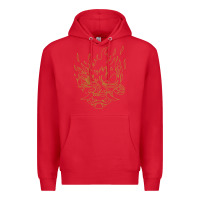 Red Cyberpunk samurai Neon Green Premium Hoodie - FloraArt