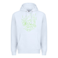 White Cyberpunk samurai Neon Green Premium Hoodie - FloraArt