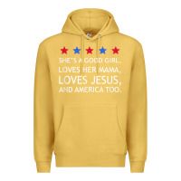 Antique Gold she's a good girl, she's loves her mama, loves jesus t shirt Premium Hoodie - FloraArt