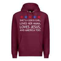 Burgundy she's a good girl, she's loves her mama, loves jesus t shirt Premium Hoodie - FloraArt