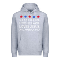 Heather Grey she's a good girl, she's loves her mama, loves jesus t shirt Premium Hoodie - FloraArt