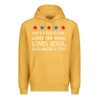Mustard she's a good girl, she's loves her mama, loves jesus t shirt Premium Hoodie - FloraArt