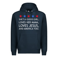 Navy she's a good girl, she's loves her mama, loves jesus t shirt Premium Hoodie - FloraArt