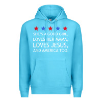 Ocean Blue she's a good girl, she's loves her mama, loves jesus t shirt Premium Hoodie - FloraArt