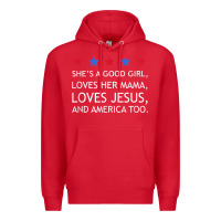 Red she's a good girl, she's loves her mama, loves jesus t shirt Premium Hoodie - FloraArt