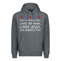 Rock she's a good girl, she's loves her mama, loves jesus t shirt Premium Hoodie - FloraArt