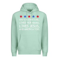 Seafoam she's a good girl, she's loves her mama, loves jesus t shirt Premium Hoodie - FloraArt