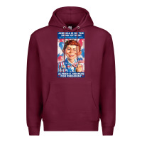 Burgundy alfred e. neuman for president Premium Hoodie - FloraArt