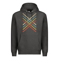 Charcoal Heather retro vintage drummer tshirt 70s 80s distressed drum sticks long sleev Premium Hoodie - FloraArt