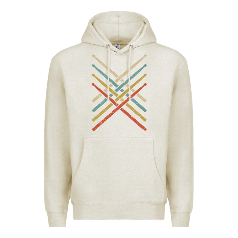 Retro Vintage Drummer Tshirt 70s 80s Distressed Drum Sticks Long Sleev Premium Hoodie by FloraArt | Teevron