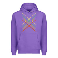 Purple retro vintage drummer tshirt 70s 80s distressed drum sticks long sleev Premium Hoodie - FloraArt