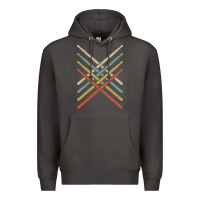Smoke retro vintage drummer tshirt 70s 80s distressed drum sticks long sleev Premium Hoodie - FloraArt