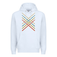 White retro vintage drummer tshirt 70s 80s distressed drum sticks long sleev Premium Hoodie - FloraArt