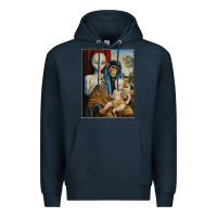 Navy alien chimp baby religion conspiracy poster Premium Hoodie - FloraArt