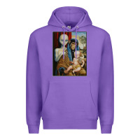 Purple alien chimp baby religion conspiracy poster Premium Hoodie - FloraArt