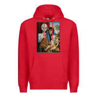 Red alien chimp baby religion conspiracy poster Premium Hoodie - FloraArt