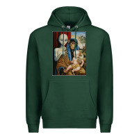 Sports Green alien chimp baby religion conspiracy poster Premium Hoodie - FloraArt