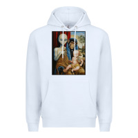 White alien chimp baby religion conspiracy poster Premium Hoodie - FloraArt