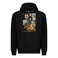 Black alien chimp baby religion conspiracy poster Premium Hoodie - FloraArt