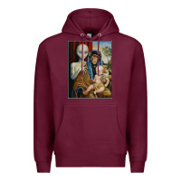 Burgundy alien chimp baby religion conspiracy poster Premium Hoodie - FloraArt