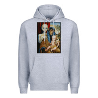 Heather Grey alien chimp baby religion conspiracy poster Premium Hoodie - FloraArt