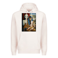 Pale Pink alien chimp baby religion conspiracy poster Premium Hoodie - FloraArt