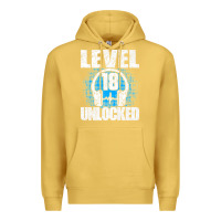 Antique Gold Level 18 Unlocked Birthday 18 Years Gamer Premium T Shirt Premium Hoodie - FloraArt