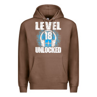 Chestnut Level 18 Unlocked Birthday 18 Years Gamer Premium T Shirt Premium Hoodie - FloraArt