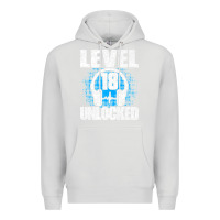 Dove Grey Level 18 Unlocked Birthday 18 Years Gamer Premium T Shirt Premium Hoodie - FloraArt