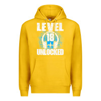Lemon Level 18 Unlocked Birthday 18 Years Gamer Premium T Shirt Premium Hoodie - FloraArt