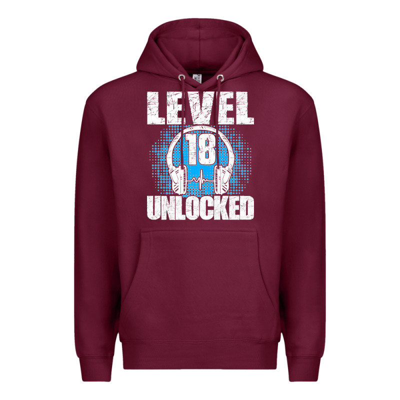 Level 18 Unlocked Birthday 18 Years Gamer Premium T Shirt Premium Hoodie by FloraArt | Teevron