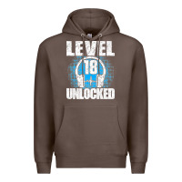 Coffee Level 18 Unlocked Birthday 18 Years Gamer Premium T Shirt Premium Hoodie - FloraArt