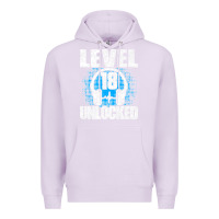 Lilac Level 18 Unlocked Birthday 18 Years Gamer Premium T Shirt Premium Hoodie - FloraArt