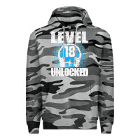 Slate Camo Level 18 Unlocked Birthday 18 Years Gamer Premium T Shirt Premium Hoodie - FloraArt
