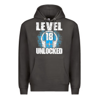 Smoke Level 18 Unlocked Birthday 18 Years Gamer Premium T Shirt Premium Hoodie - FloraArt