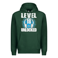 Sports Green Level 18 Unlocked Birthday 18 Years Gamer Premium T Shirt Premium Hoodie - FloraArt